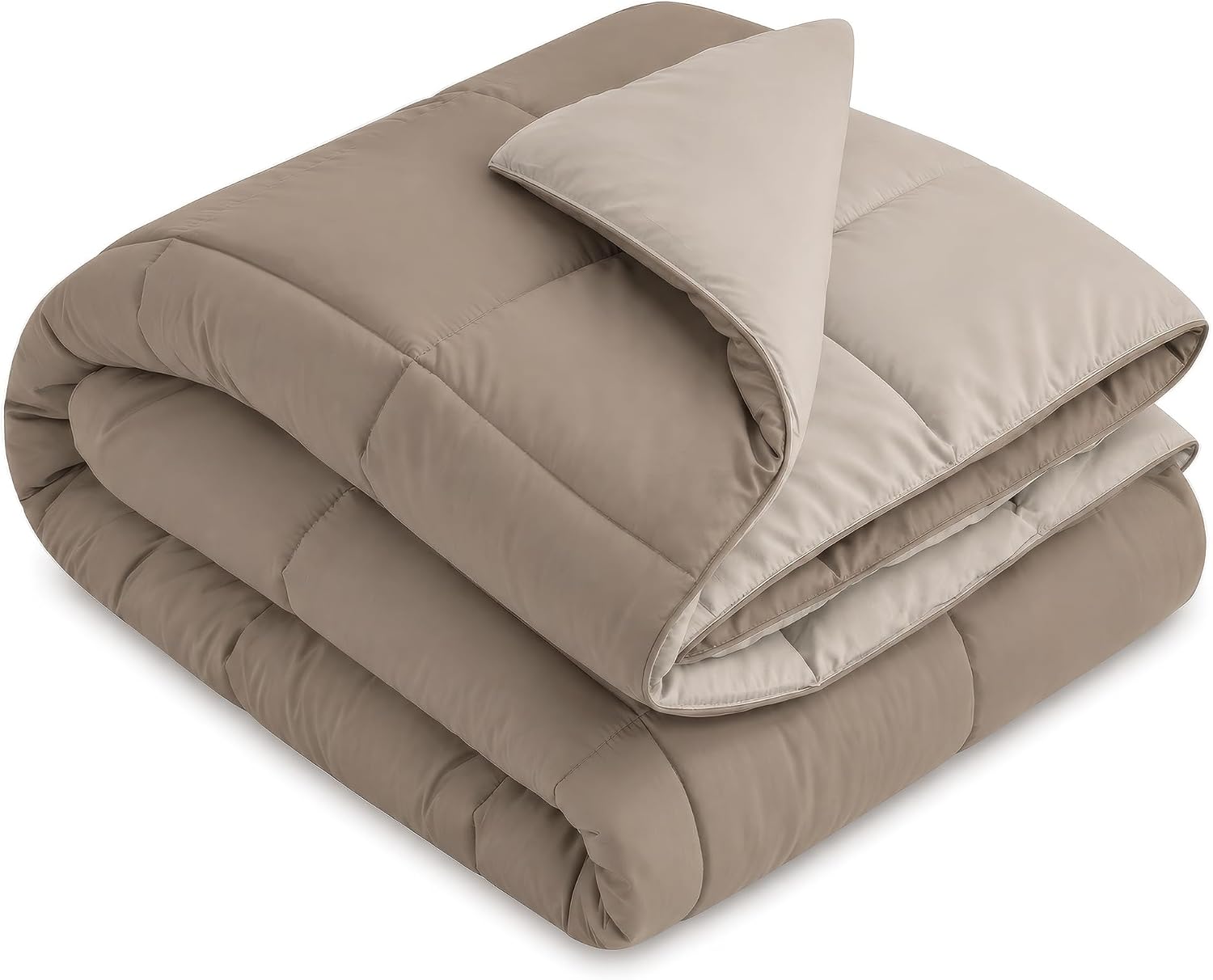 SOMNI HOME Edredón Bicolor Reversible 400 g/m² para Cama 80/90 cm, Medida 180 x 260 cm, Color Beige/Arena, Microfibra Tacto Pluma, Cálido y Ligero para Invierno