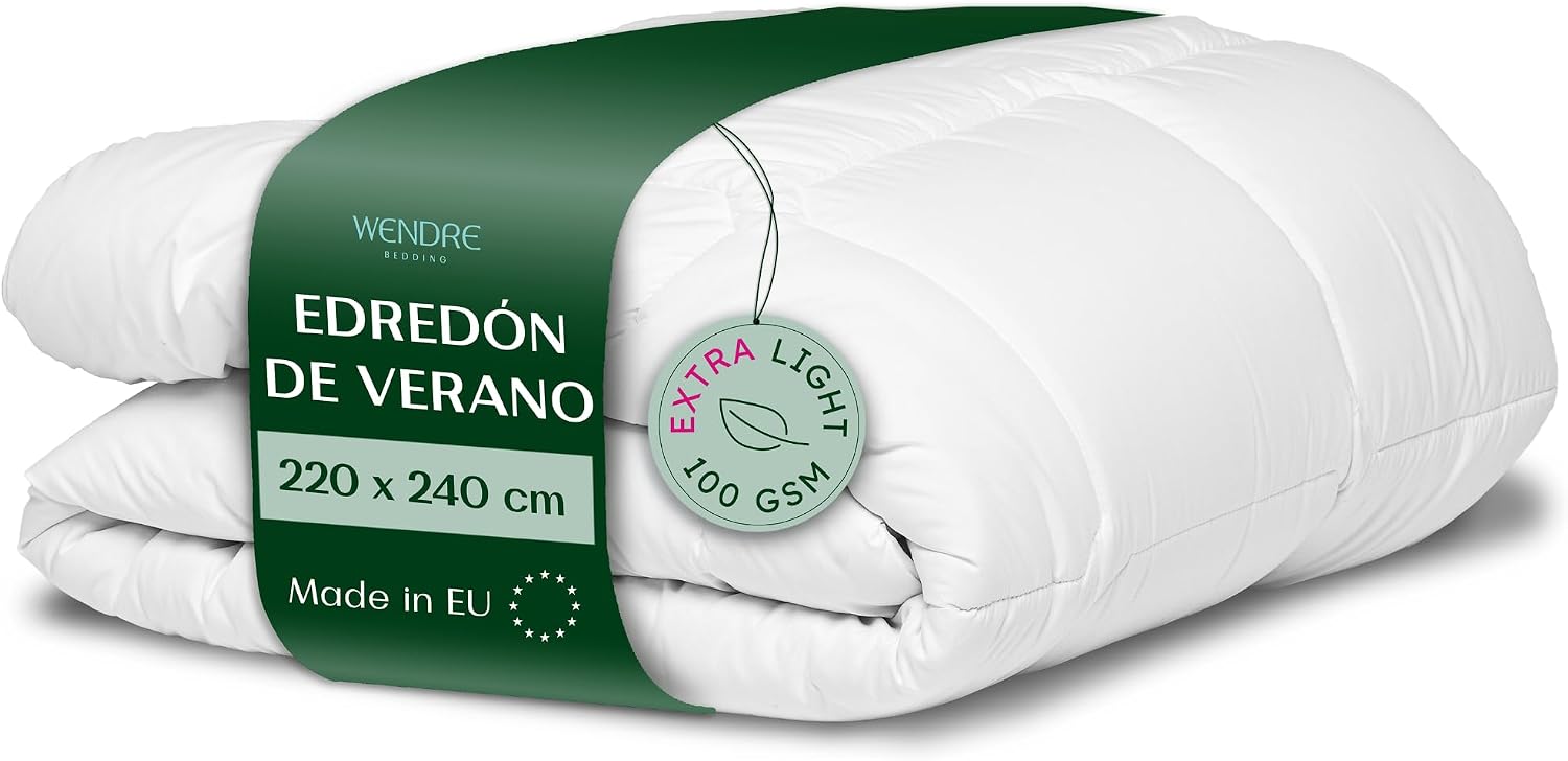 Wendre Edredón Verano 220x240 cm – Extra Ligero 100 g/m² Transpirable