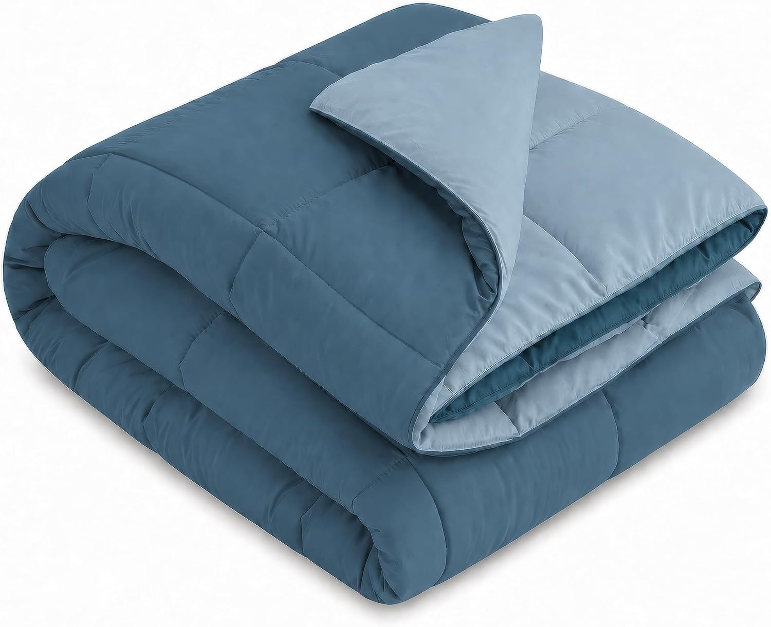 SOMNI HOME Edredón Cama 80/90 cm 400 g/m² Bicolor, Medida 180 x 260 cm, Color Marino/Celeste, Reversible de Microfibra Tacto Pluma, Cálido, Ligero y Suave