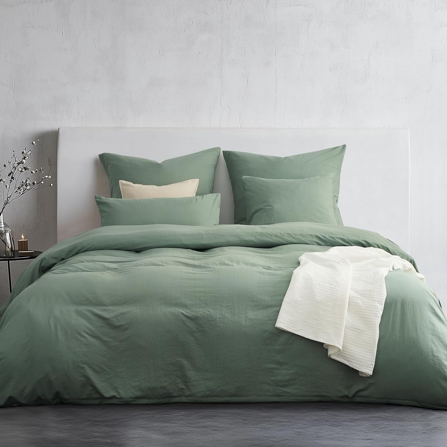 Funda Nórdica Cama 150 Verde Salvia, Microfibra Prelavada Súper Suave Tacto Algodón, Certificación Oeko-Tex, 1 Funda 240x220 + 2 Almohadas 50x75 cm