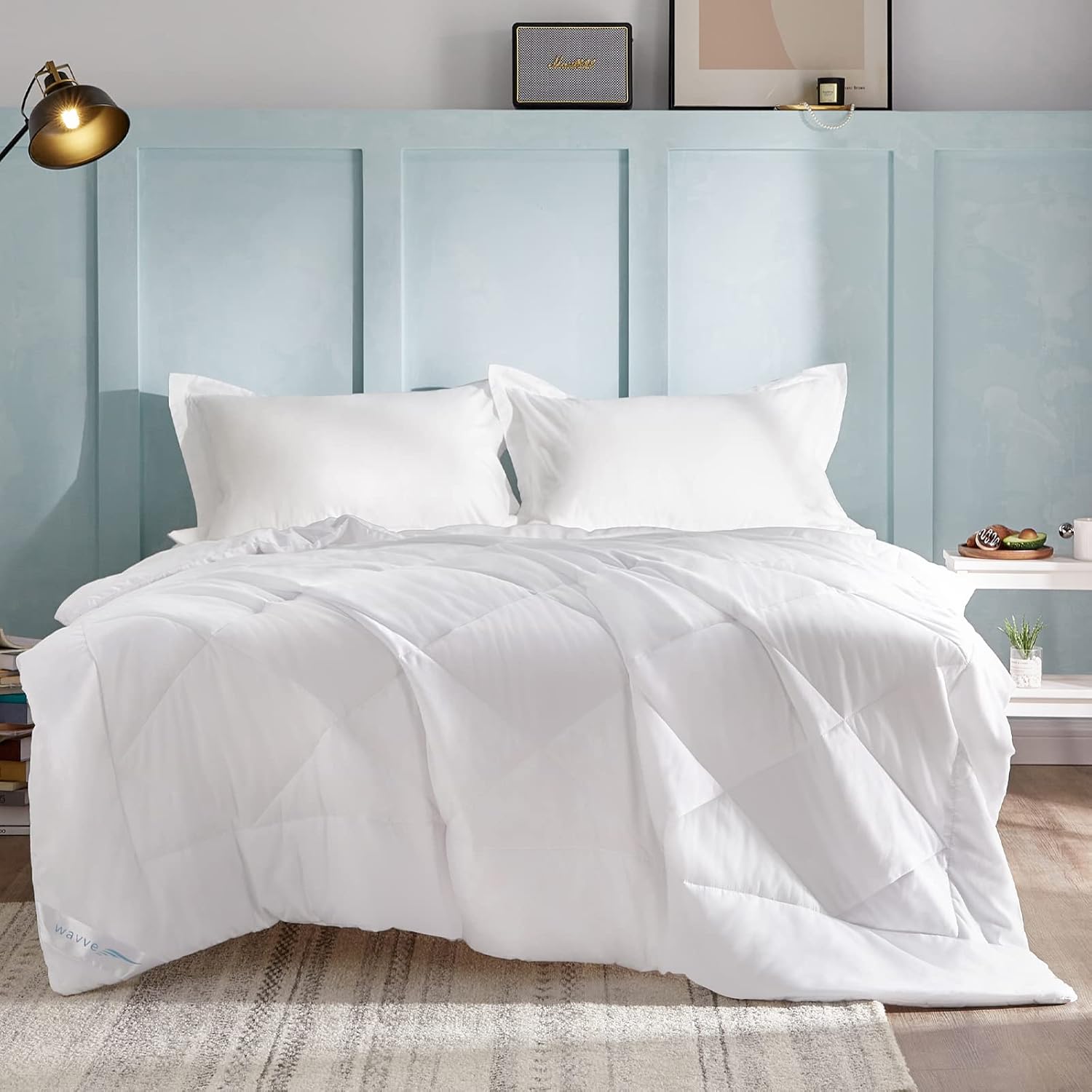 WAVVE Edredón Ligero,240x260cm,Cama 160/180,Blanco | Relleno Nórdico de Fibra Hueca, Suave y Transpirable, Ideal para Primavera, Verano y Otoño