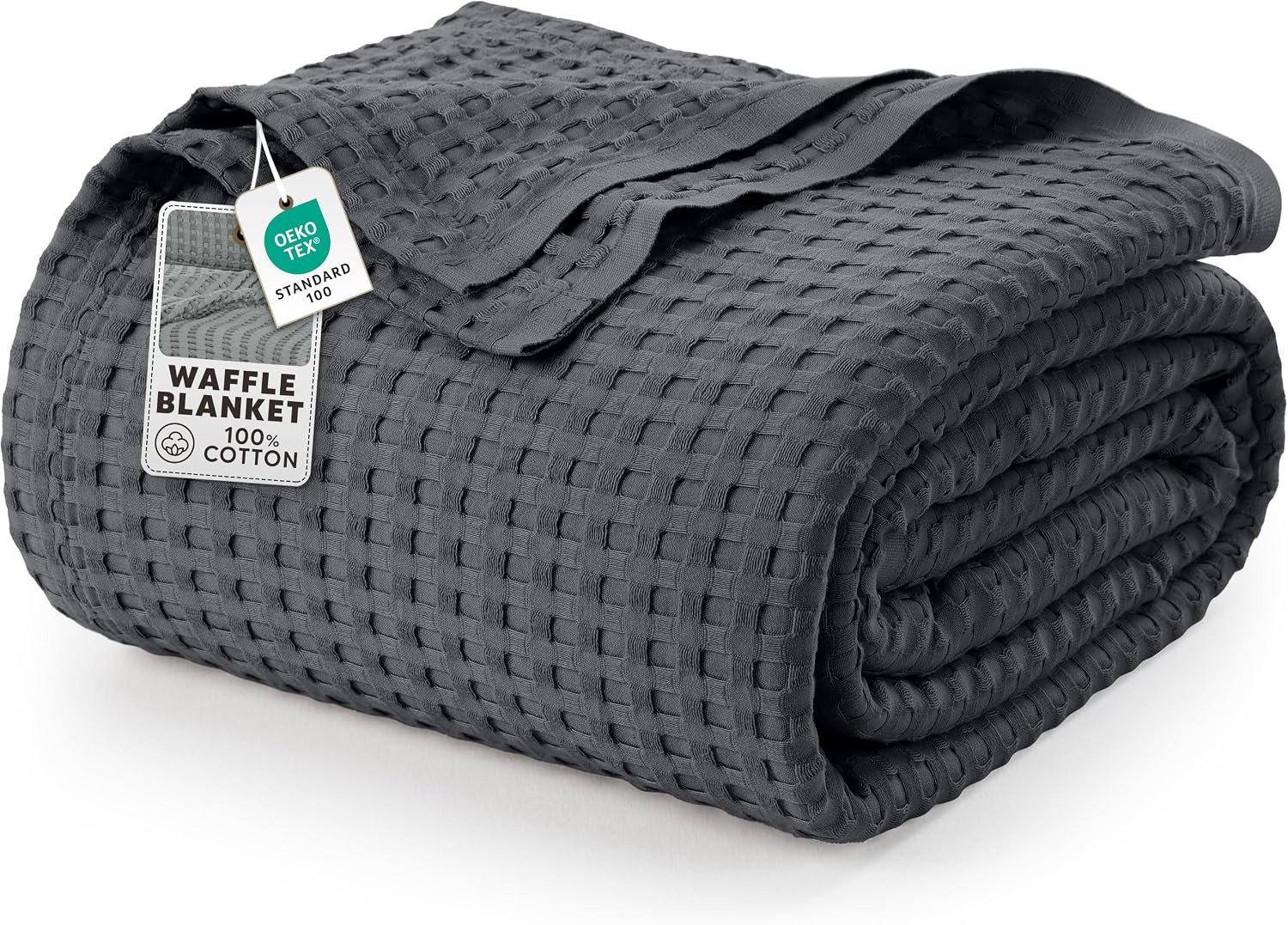 Utopia Bedding Manta tipo gofre de 100% Algodón (182x228cm, Gris Antracita)
