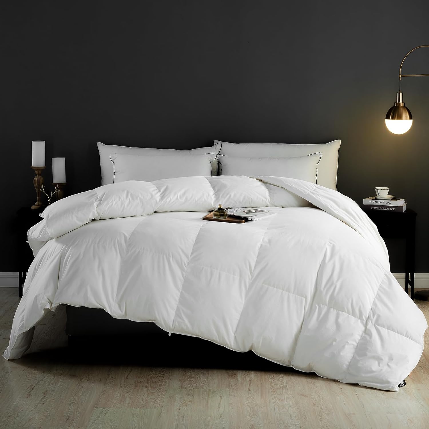 Edredón de Plumón Cama 150 lgodón Egipcio-100% Puro Plumón y Plumas