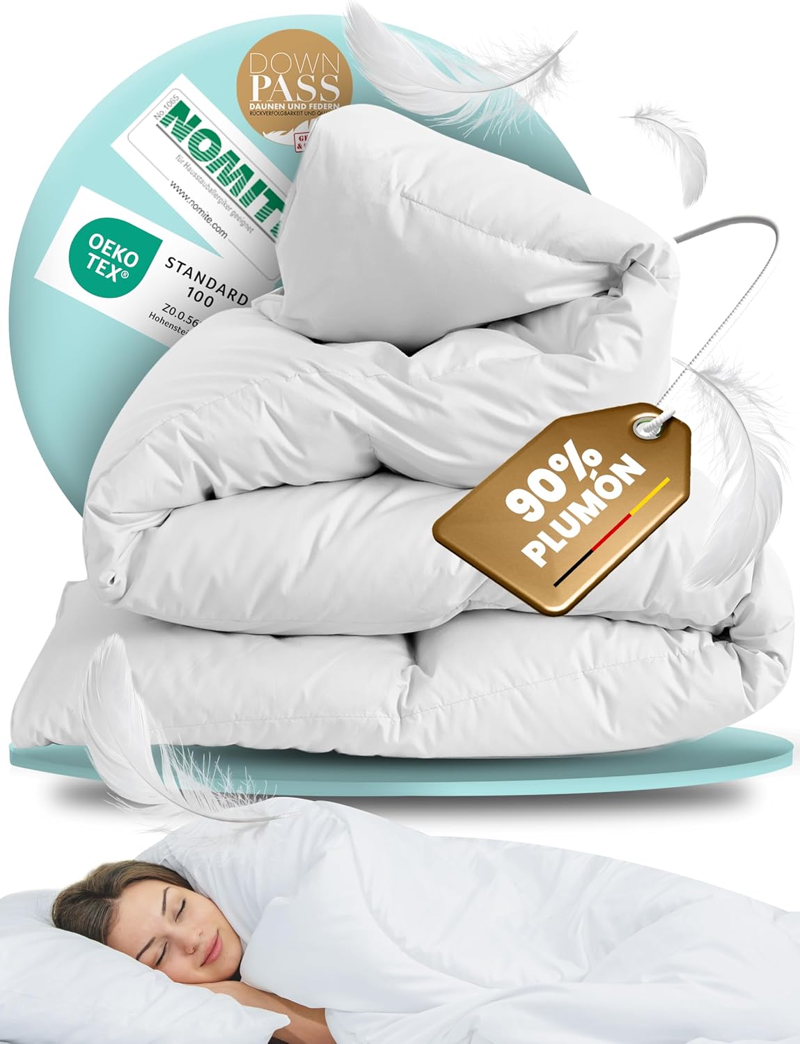 BEFA NATUR Edredón nórdico de plumón Invierno 200x220 cm | 90% plumón, 10% Plumas | Extra cálido | antialérgico (NOMITE) | DOWNPASS | Oeko-Tex Clase 1 | Made in Germany
