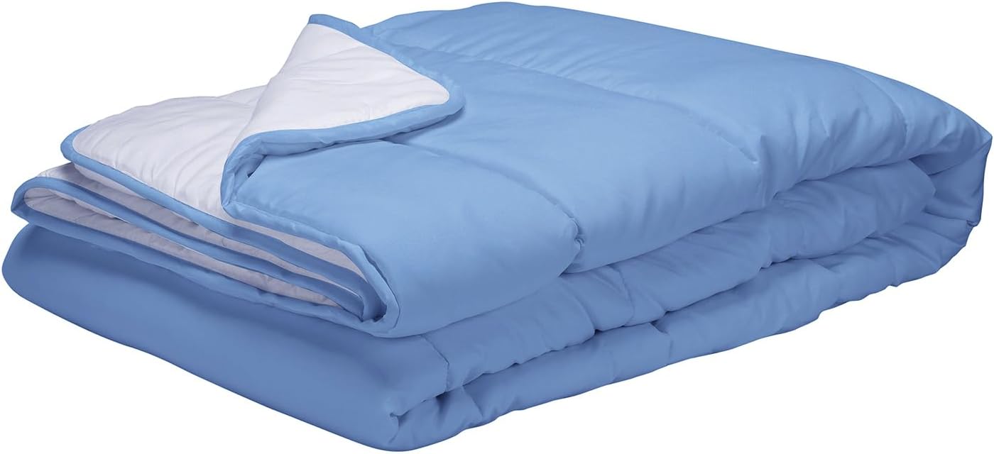 PIKOLIN Home - Relleno Nórdico Reversible Fibra 300 gr - Edredón Cuna 60 cm - Tacto Pluma, Cálido, Transpirable, Color Azul/Blanco, 100 x 120 cm